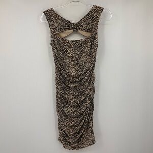 Betsy Johnson Cutouts Leopard Print Sleeveless Ruched Dress Women’s 6 | V353